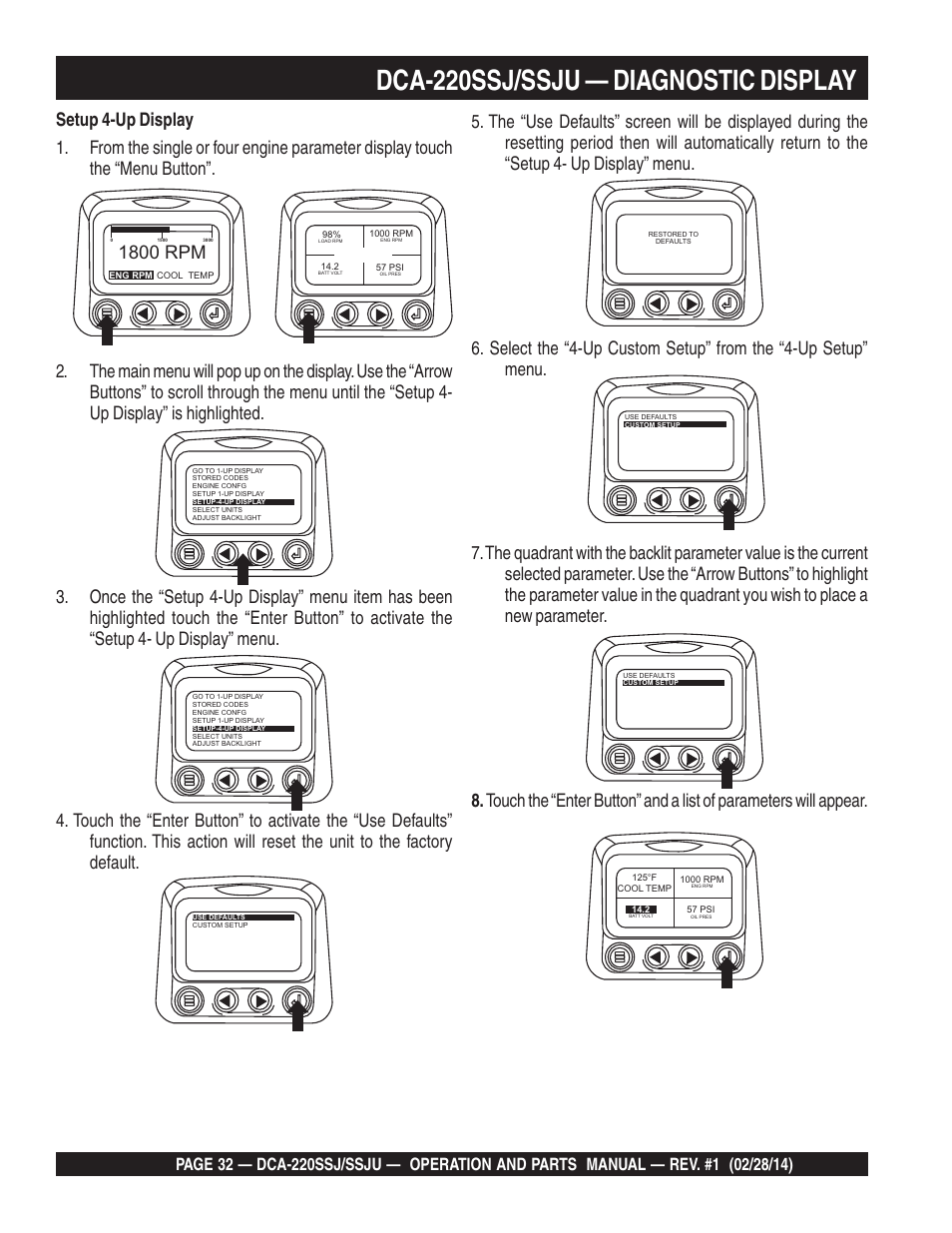 Dca-220ssj/ssju — diagnostic display, 1800 rpm | Multiquip DCA220SSJ_SSJU User Manual | Page 32 / 114