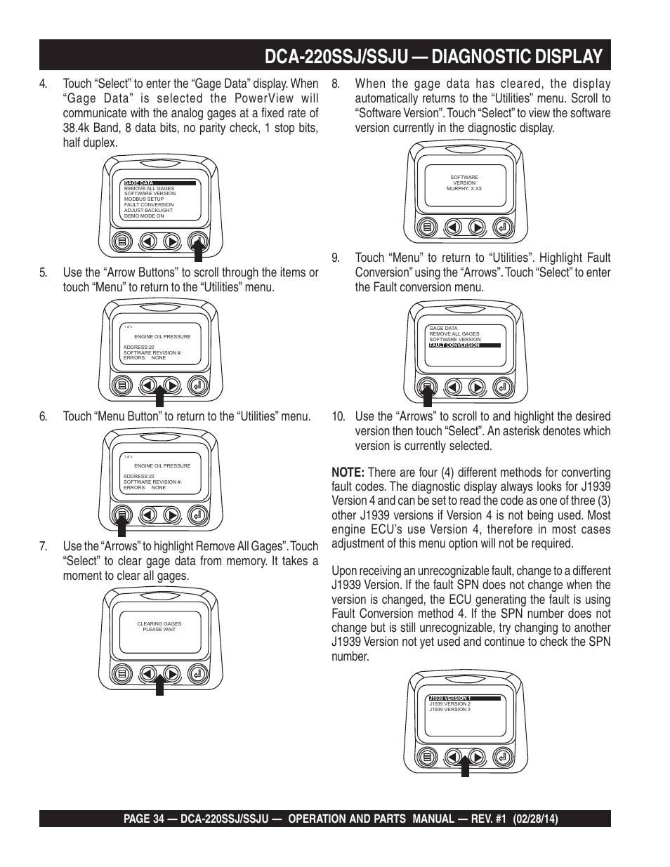 Dca-220ssj/ssju — diagnostic display | Multiquip DCA220SSJ_SSJU User Manual | Page 34 / 114