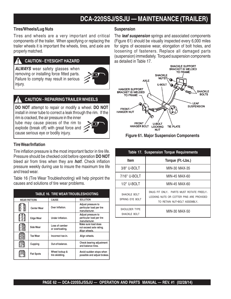 Dca-220ssj/ssju — maintenance (trailer) | Multiquip DCA220SSJ_SSJU User Manual | Page 62 / 114