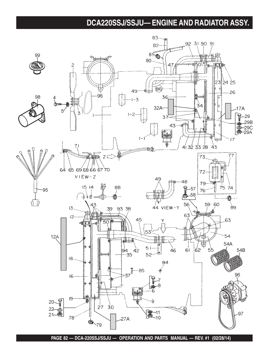 Dca220ssj/ssju— engine and radiator assy | Multiquip DCA220SSJ_SSJU User Manual | Page 82 / 114