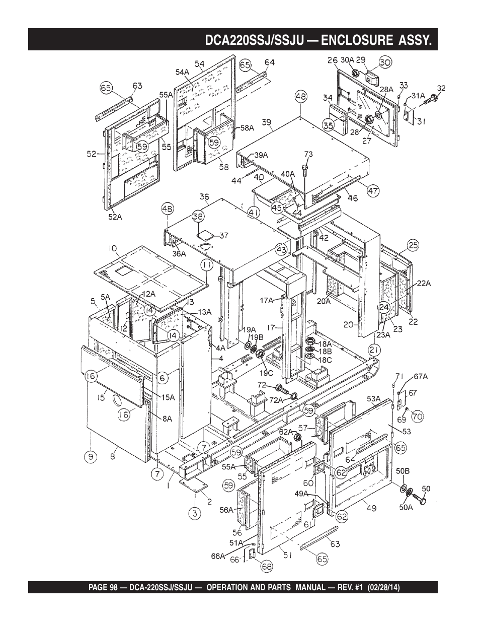 Dca220ssj/ssju — enclosure assy | Multiquip DCA220SSJ_SSJU User Manual | Page 98 / 114