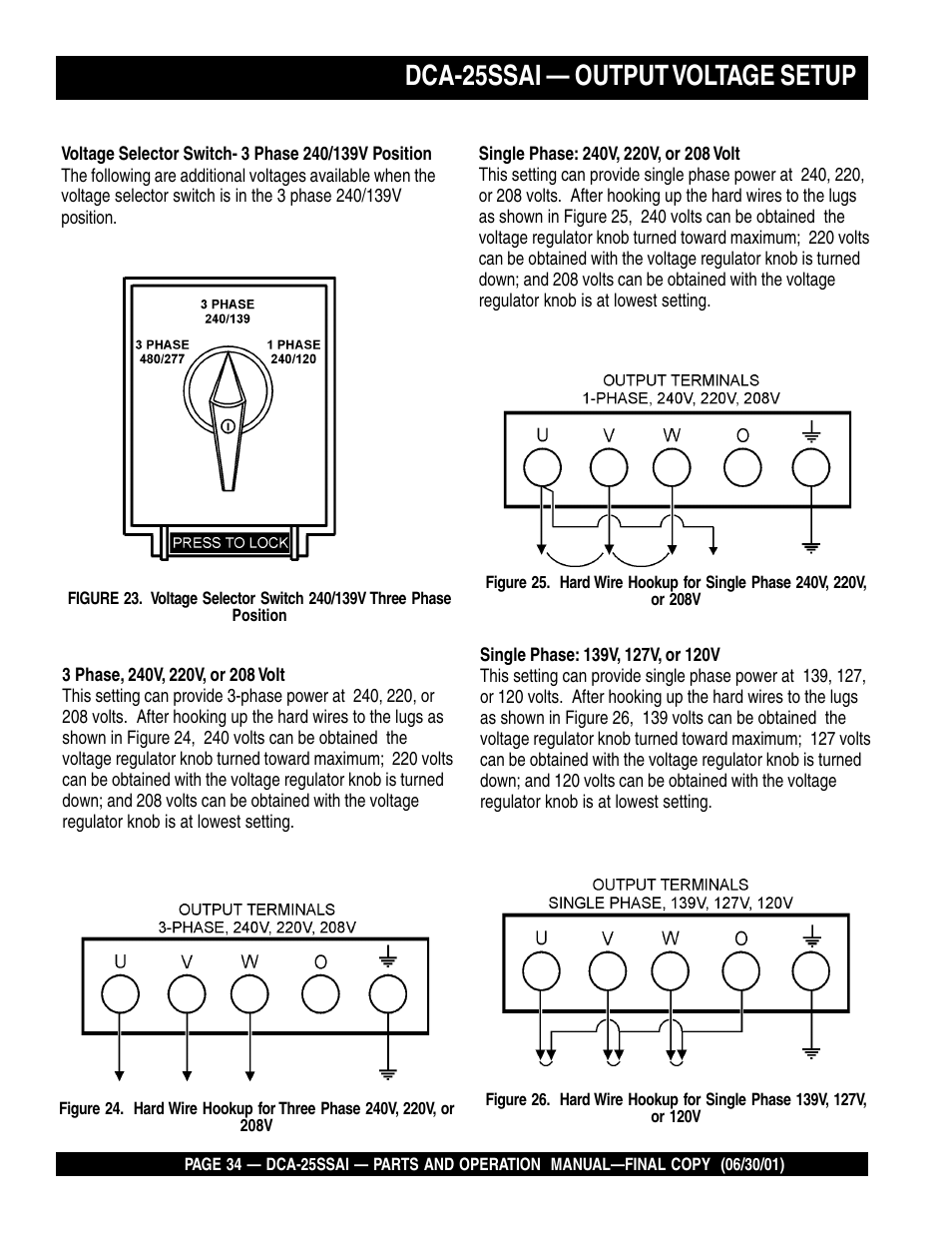 Dca-25ssai — output voltage setup | Multiquip DCA25SSAI User Manual | Page 34 / 142