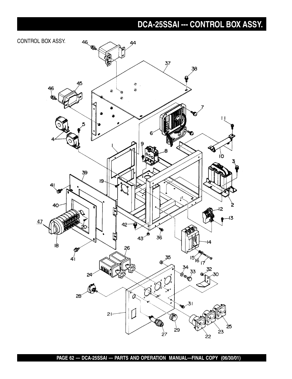Dca-25ssai --- control box assy | Multiquip DCA25SSAI User Manual | Page 62 / 142