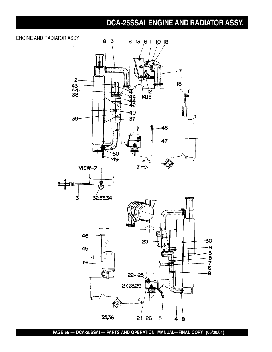 Dca-25ssai engine and radiator assy | Multiquip DCA25SSAI User Manual | Page 66 / 142