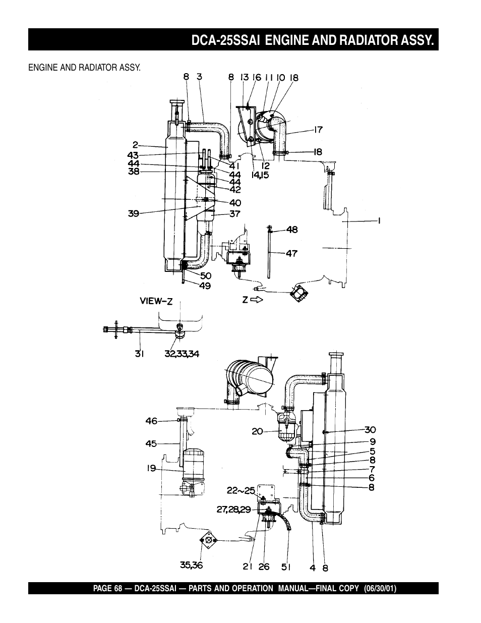 Dca-25ssai engine and radiator assy | Multiquip DCA25SSAI User Manual | Page 68 / 142