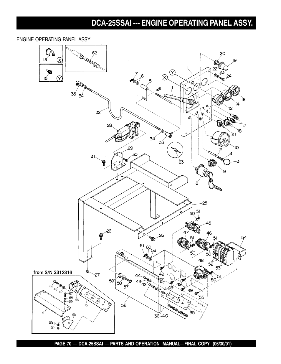 Dca-25ssai --- engine operating panel assy | Multiquip DCA25SSAI User Manual | Page 70 / 142