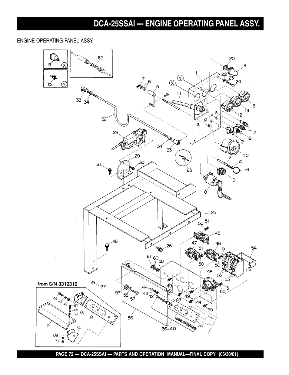 Dca-25ssai --- engine operating panel assy | Multiquip DCA25SSAI User Manual | Page 72 / 142