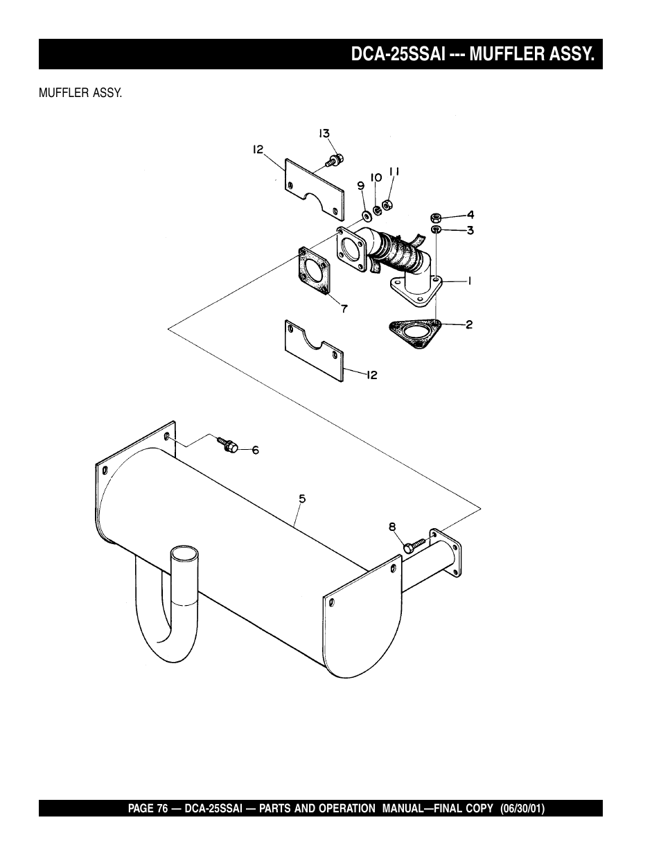 Dca-25ssai --- muffler assy | Multiquip DCA25SSAI User Manual | Page 76 / 142