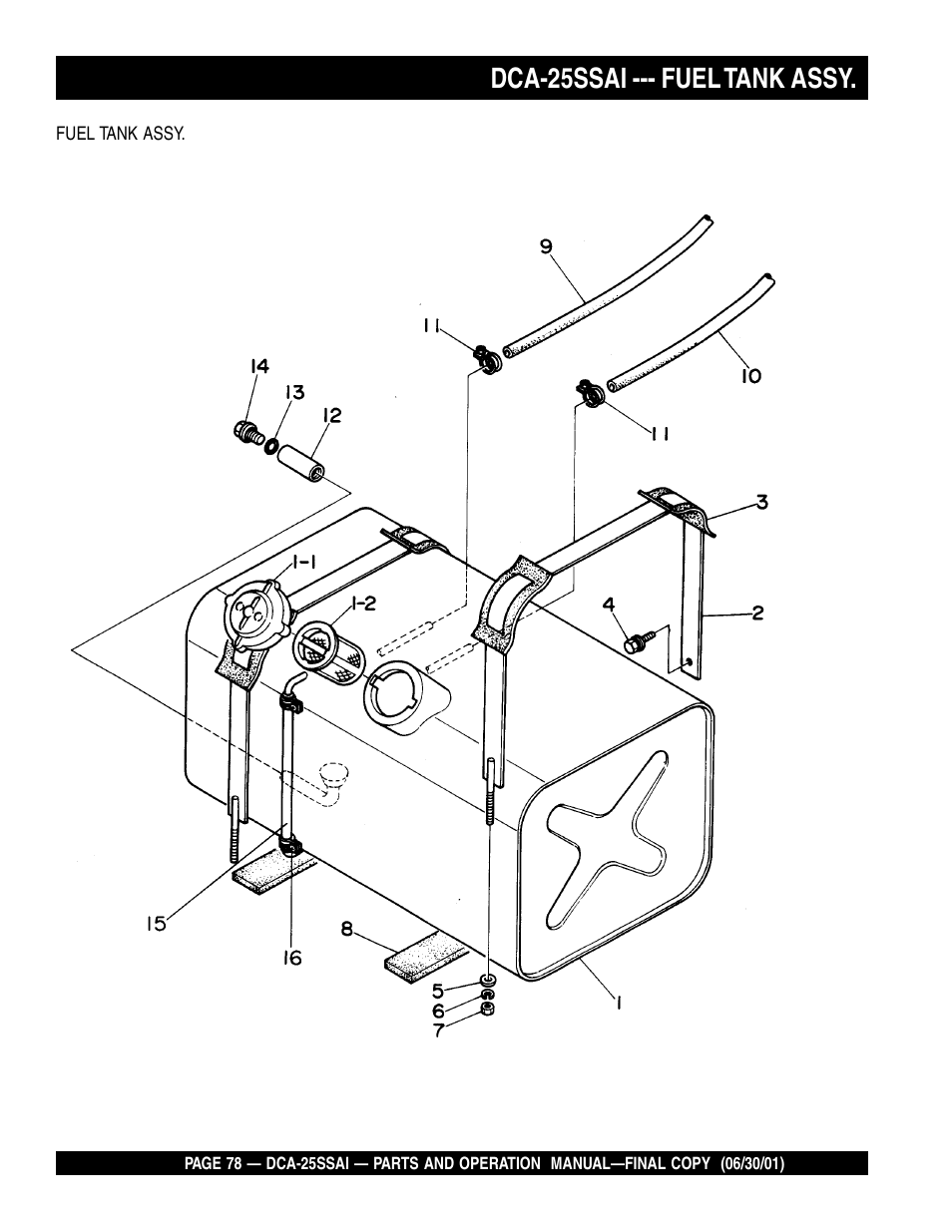 Dca-25ssai --- fuel tank assy | Multiquip DCA25SSAI User Manual | Page 78 / 142