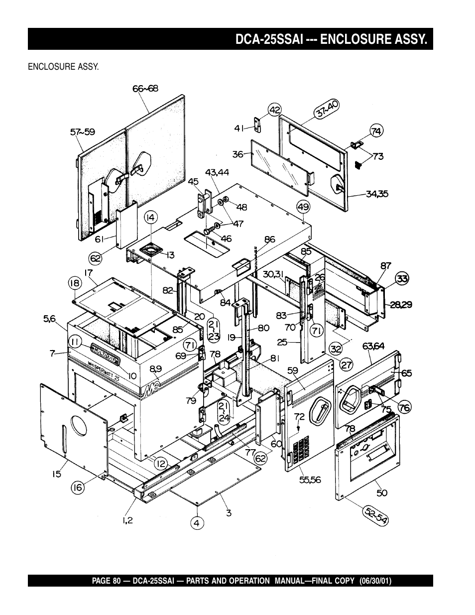 Dca-25ssai --- enclosure assy | Multiquip DCA25SSAI User Manual | Page 80 / 142