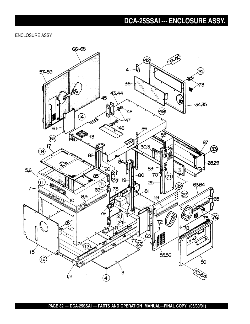 Dca-25ssai --- enclosure assy | Multiquip DCA25SSAI User Manual | Page 82 / 142