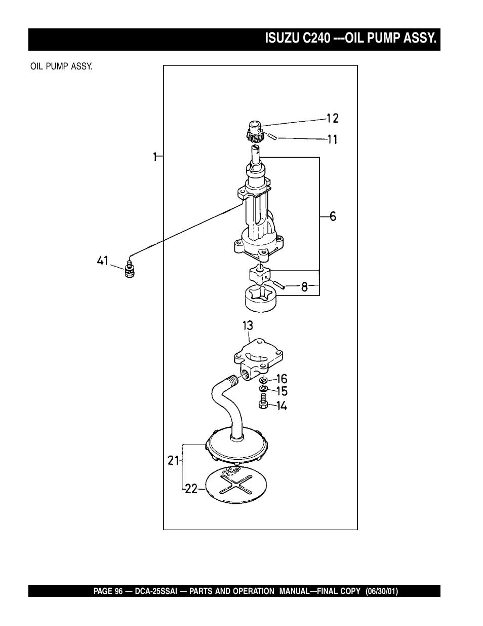 Isuzu c240 ---oil pump assy | Multiquip DCA25SSAI User Manual | Page 96 / 142