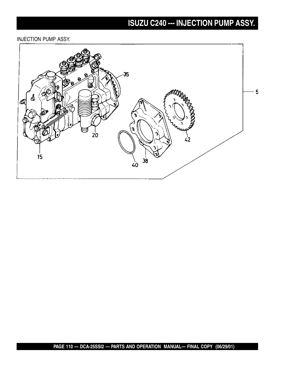 Isuzu c240 --- injection pump assy | Multiquip DCA25SSI2 User Manual | Page 110 / 140