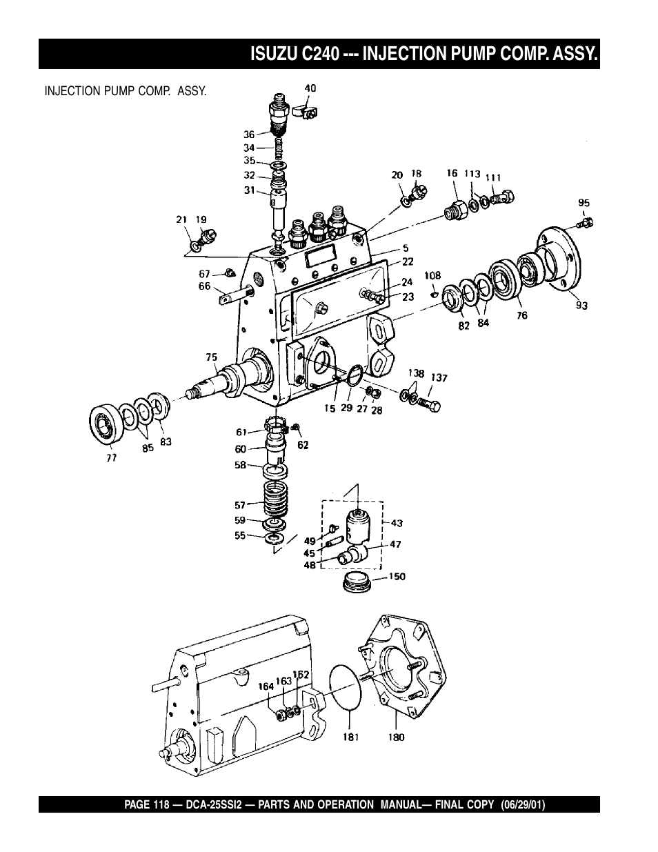 Isuzu c240 --- injection pump comp. assy | Multiquip DCA25SSI2 User Manual | Page 118 / 140