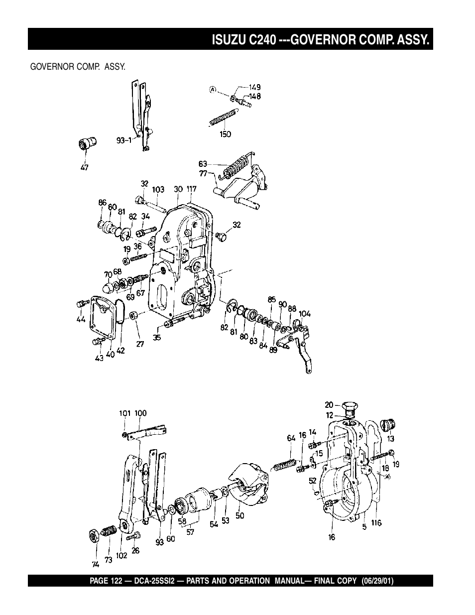 Isuzu c240 ---governor comp. assy | Multiquip DCA25SSI2 User Manual | Page 122 / 140