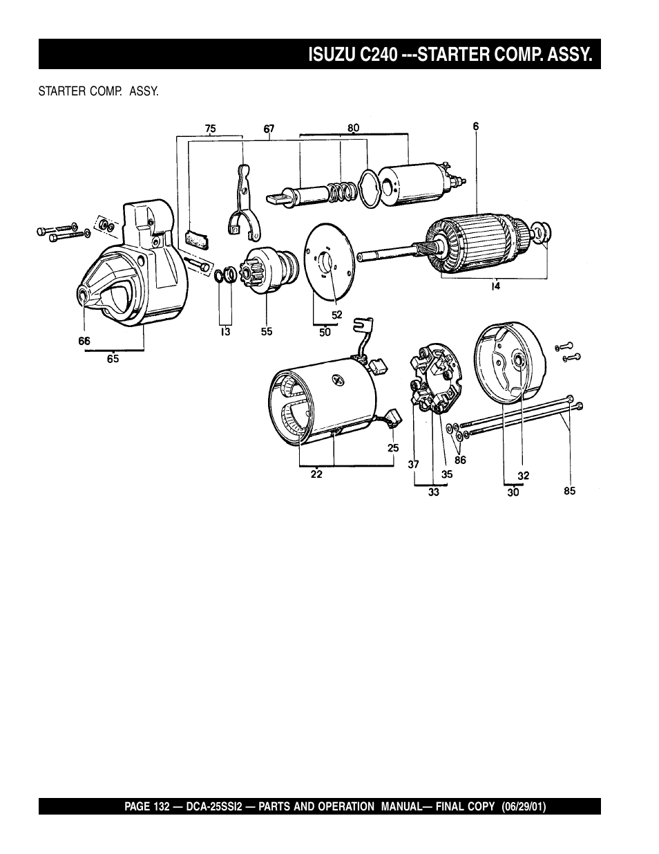 Isuzu c240 ---starter comp. assy | Multiquip DCA25SSI2 User Manual | Page 132 / 140