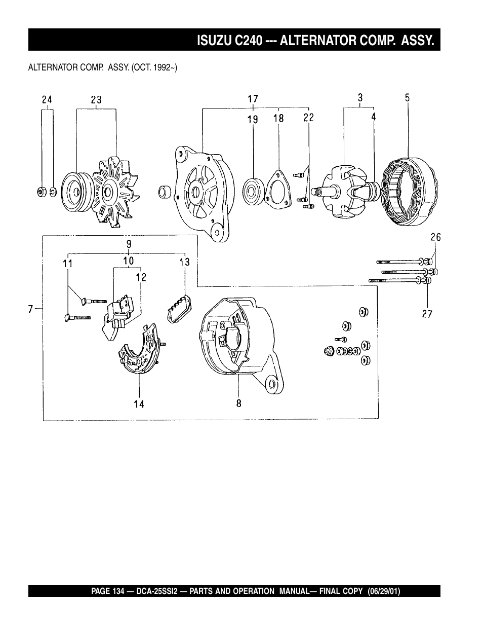 Isuzu c240 --- alternator comp. assy | Multiquip DCA25SSI2 User Manual | Page 134 / 140