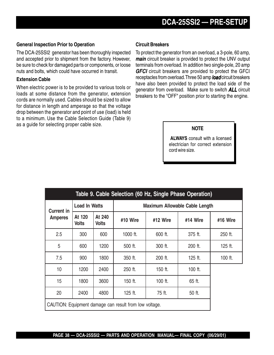 Dca-25ssi2 — pre-setup | Multiquip DCA25SSI2 User Manual | Page 38 / 140