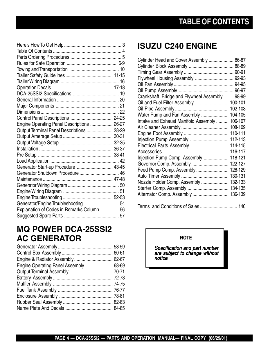 Multiquip DCA25SSI2 User Manual | Page 4 / 140