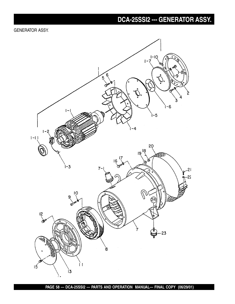 Dca-25ssi2 --- generator assy | Multiquip DCA25SSI2 User Manual | Page 58 / 140