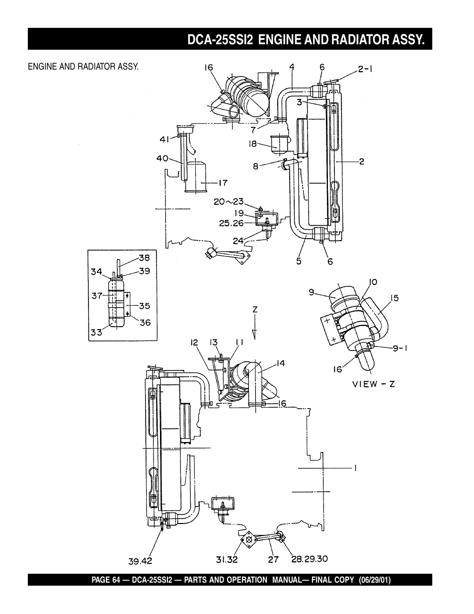 Dca-25ssi2 engine and radiator assy | Multiquip DCA25SSI2 User Manual | Page 64 / 140