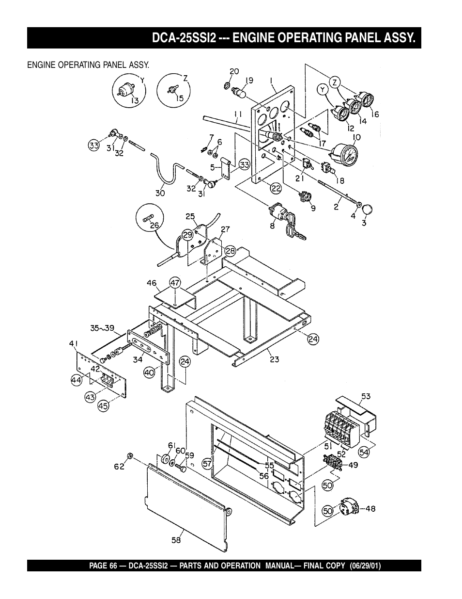 Dca-25ssi2 --- engine operating panel assy | Multiquip DCA25SSI2 User Manual | Page 66 / 140