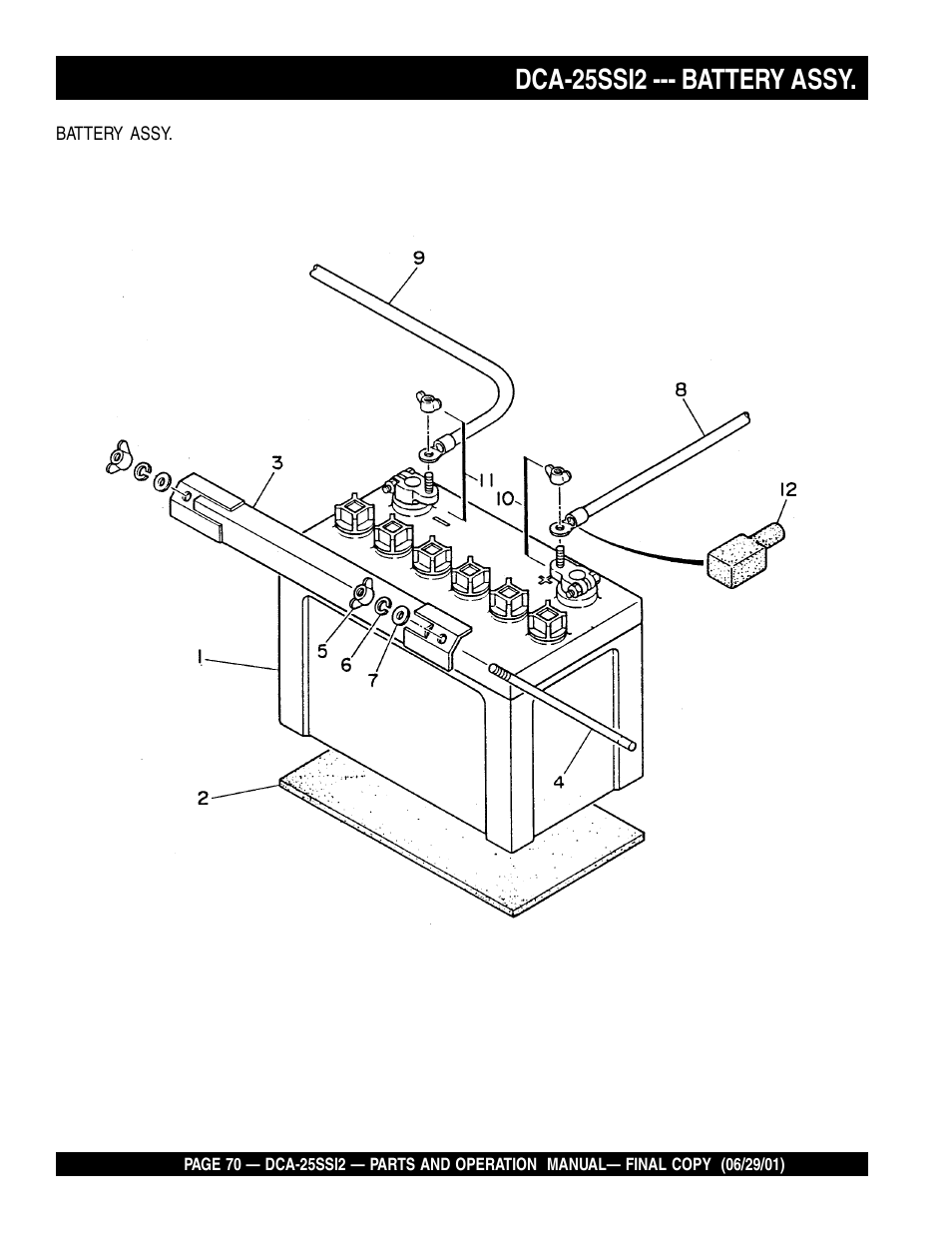 Dca-25ssi2 --- battery assy | Multiquip DCA25SSI2 User Manual | Page 70 / 140