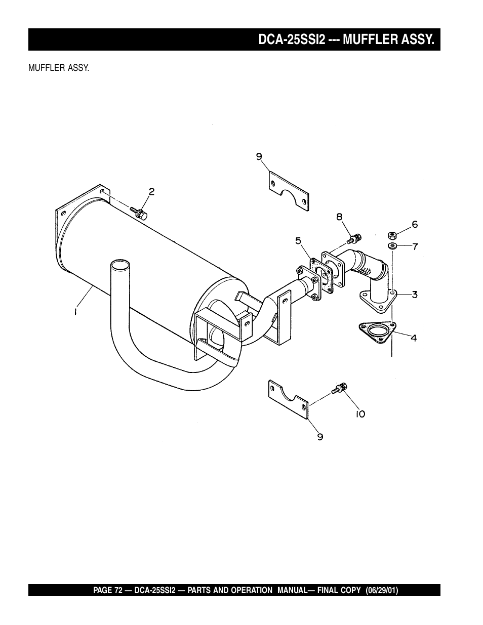 Dca-25ssi2 --- muffler assy | Multiquip DCA25SSI2 User Manual | Page 72 / 140