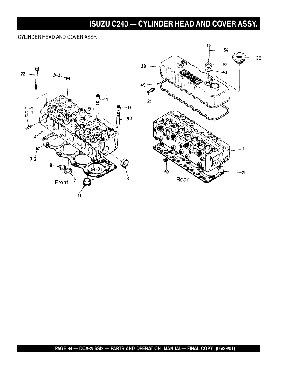 Isuzu c240 --- cylinder head and cover assy | Multiquip DCA25SSI2 User Manual | Page 84 / 140
