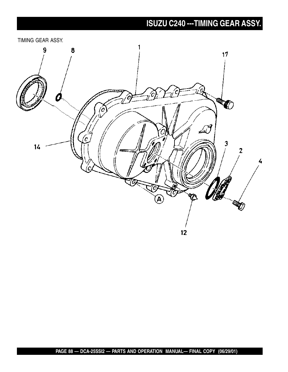 Isuzu c240 ---timing gear assy | Multiquip DCA25SSI2 User Manual | Page 88 / 140
