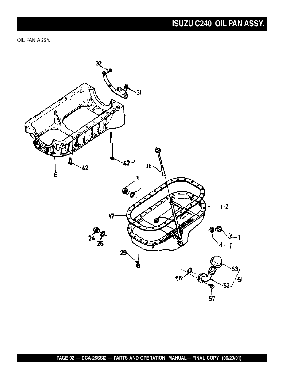 Isuzu c240 oil pan assy | Multiquip DCA25SSI2 User Manual | Page 92 / 140