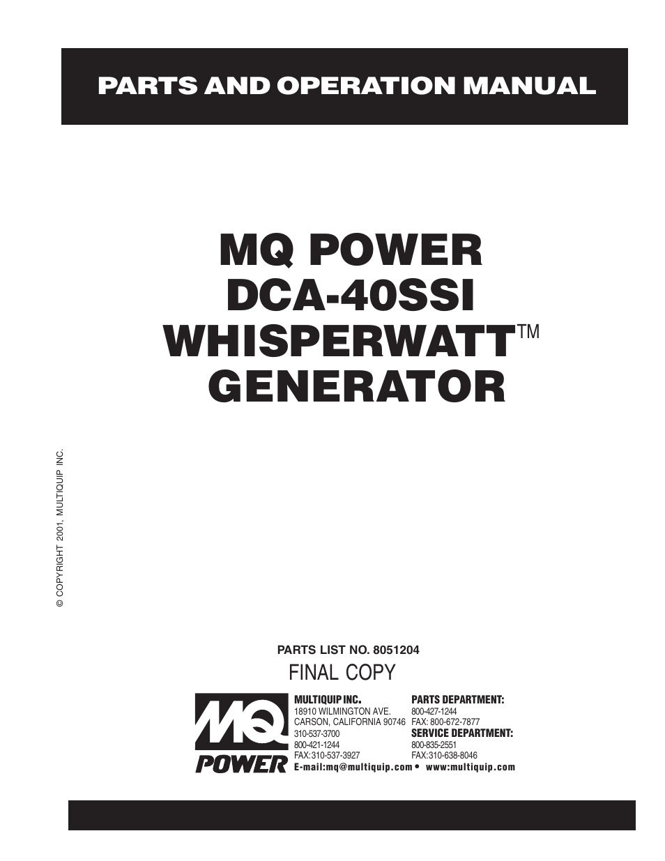Multiquip DCA40SSI User Manual | 140 pages