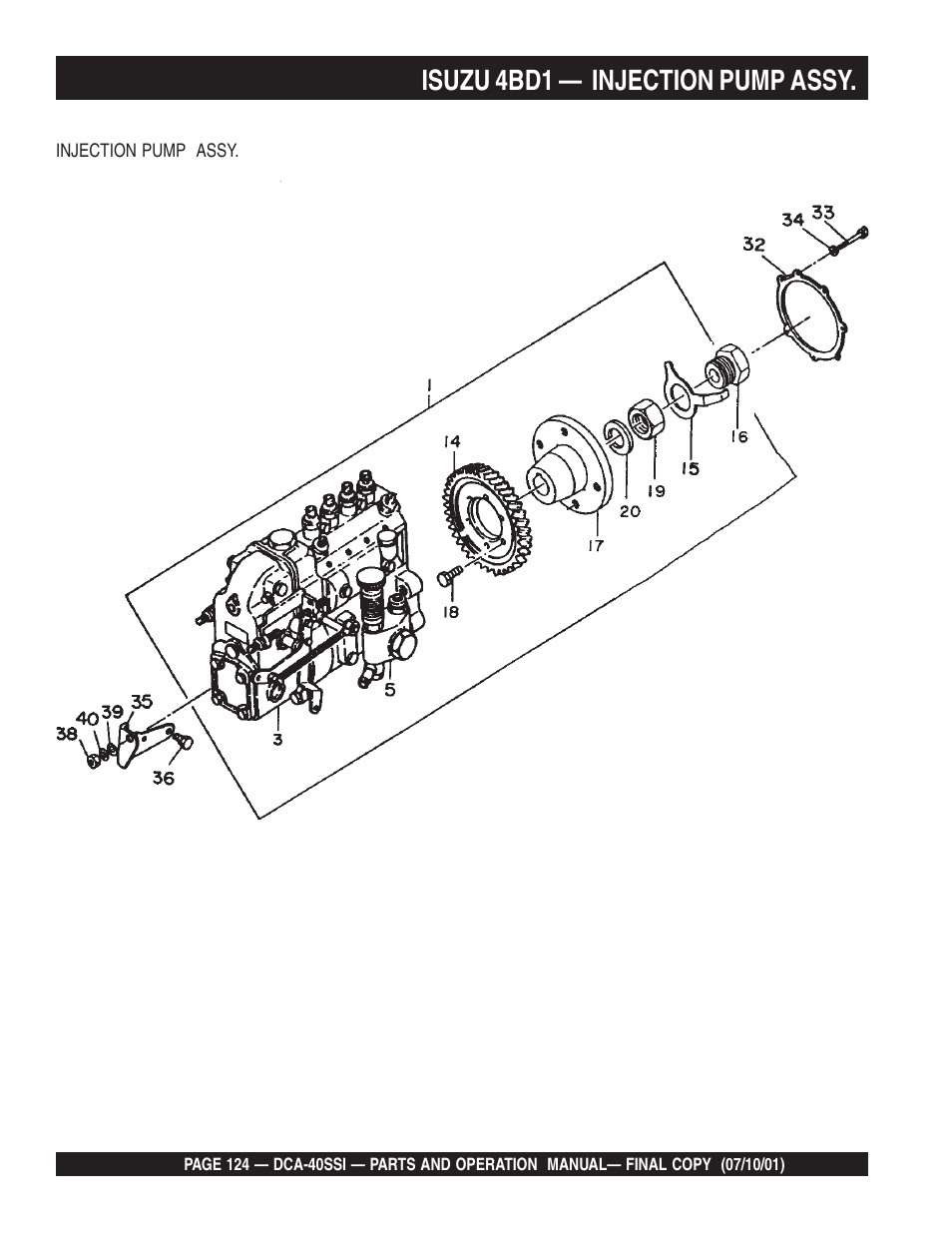 Isuzu 4bd1 — injection pump assy | Multiquip DCA40SSI User Manual | Page 124 / 140