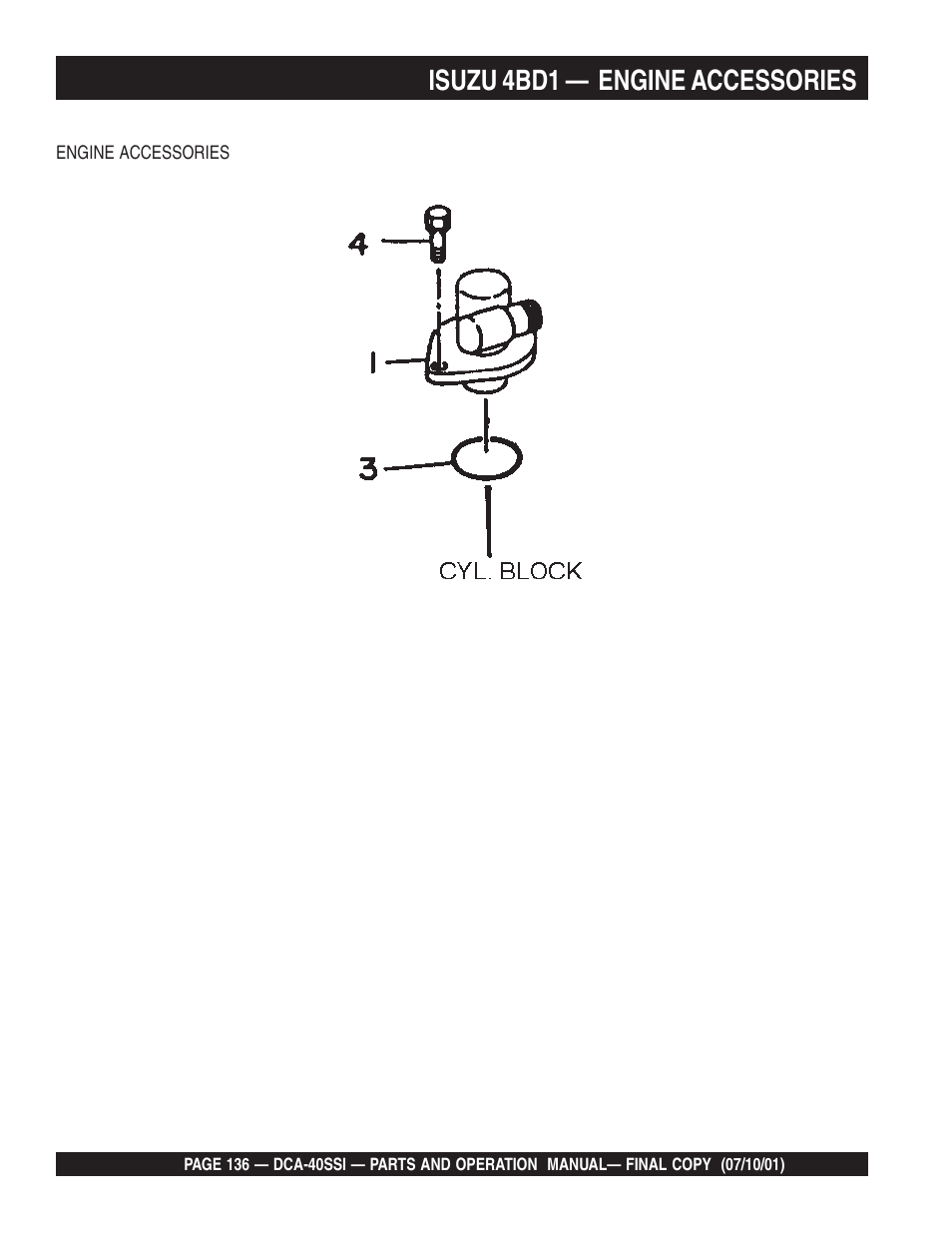 Isuzu 4bd1 — engine accessories | Multiquip DCA40SSI User Manual | Page 136 / 140