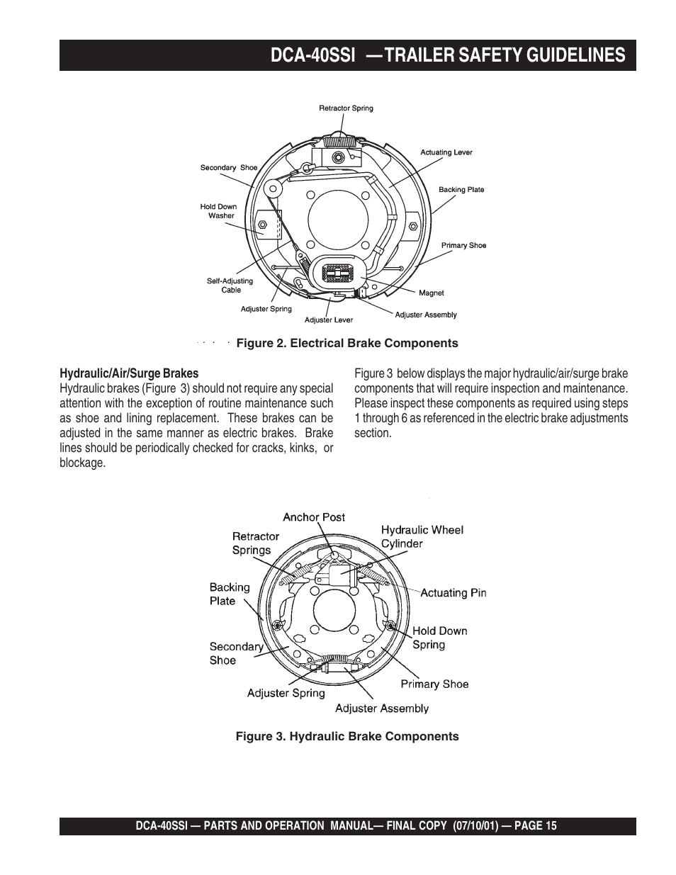 Dca-40ssi — trailer safety guidelines | Multiquip DCA40SSI User Manual | Page 15 / 140