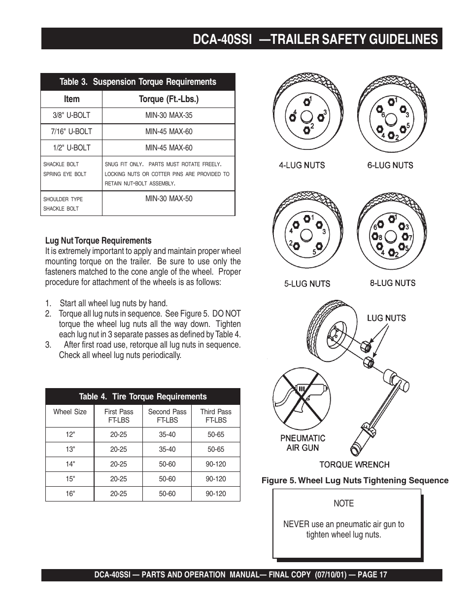 Dca-40ssi —trailer safety guidelines | Multiquip DCA40SSI User Manual | Page 17 / 140