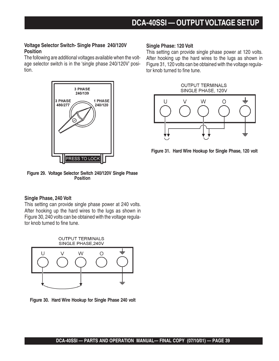 Dca-40ssi — output voltage setup | Multiquip DCA40SSI User Manual | Page 39 / 140