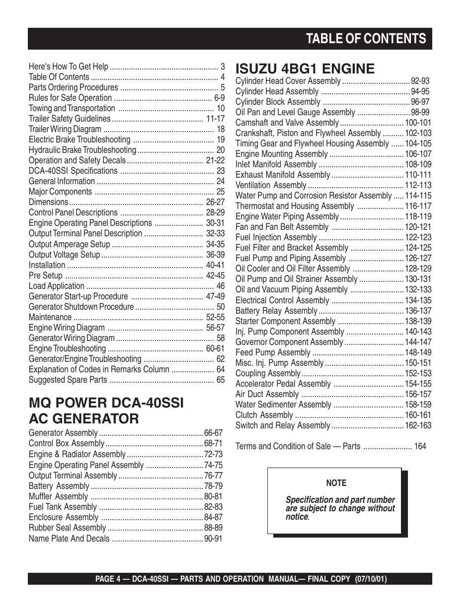Multiquip DCA40SSI User Manual | Page 4 / 140