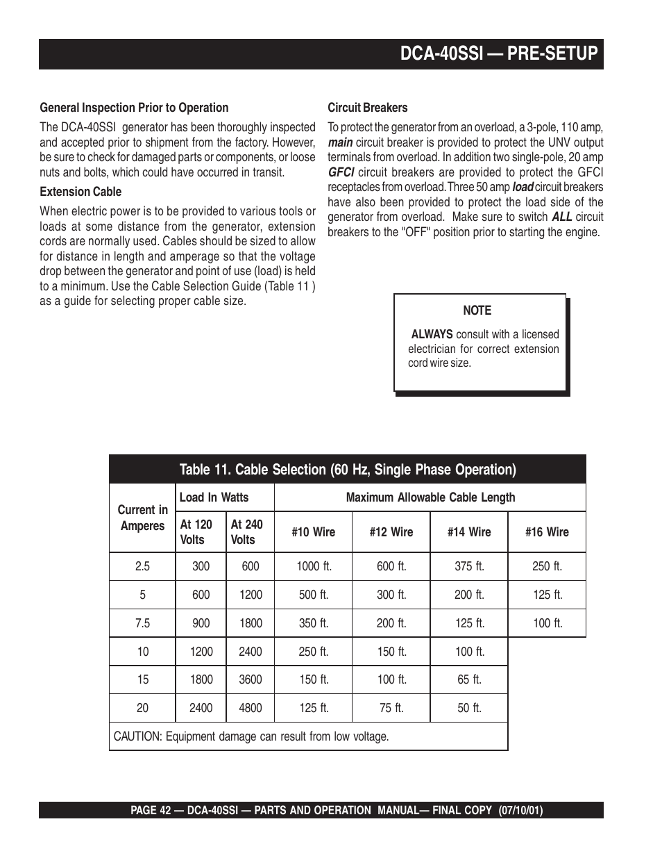 Dca-40ssi — pre-setup | Multiquip DCA40SSI User Manual | Page 42 / 140