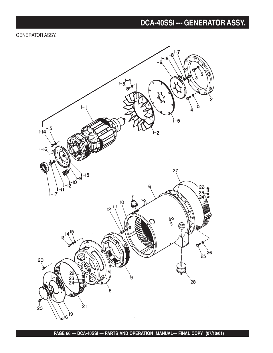 Dca-40ssi --- generator assy | Multiquip DCA40SSI User Manual | Page 66 / 140