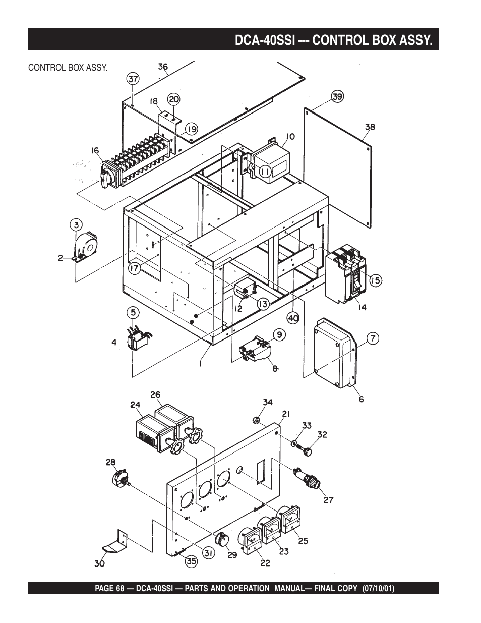 Dca-40ssi --- control box assy | Multiquip DCA40SSI User Manual | Page 68 / 140