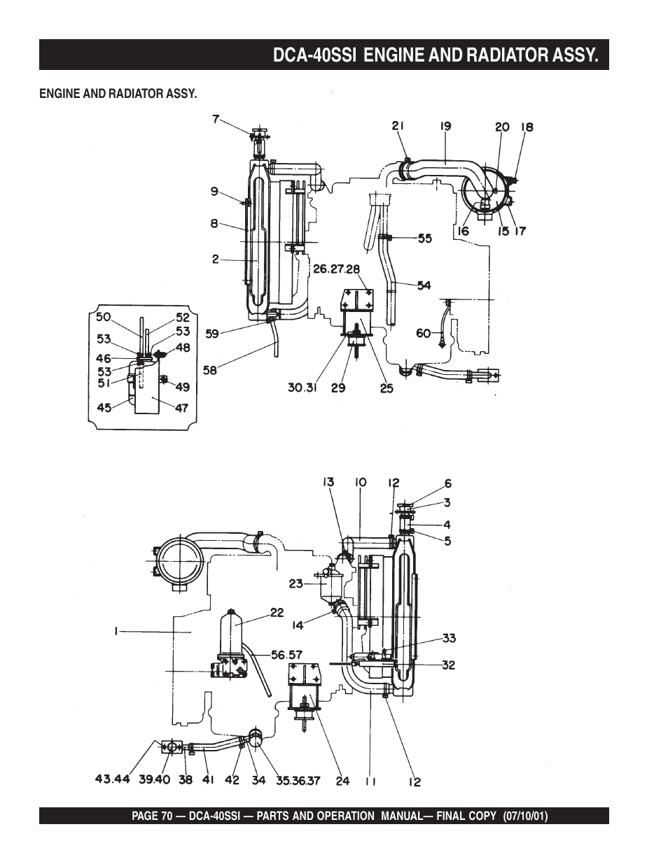 Dca-40ssi engine and radiator assy | Multiquip DCA40SSI User Manual | Page 70 / 140