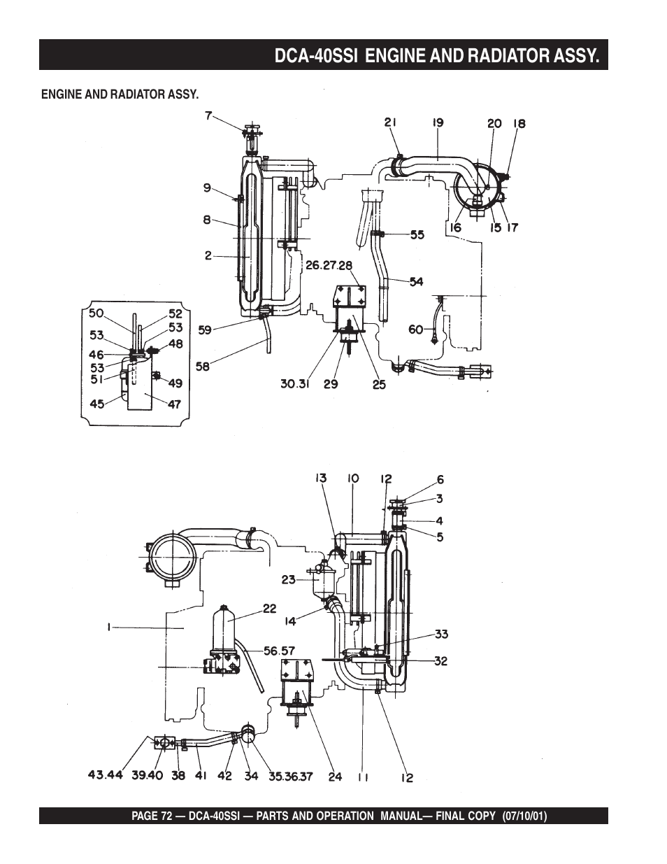 Dca-40ssi engine and radiator assy | Multiquip DCA40SSI User Manual | Page 72 / 140