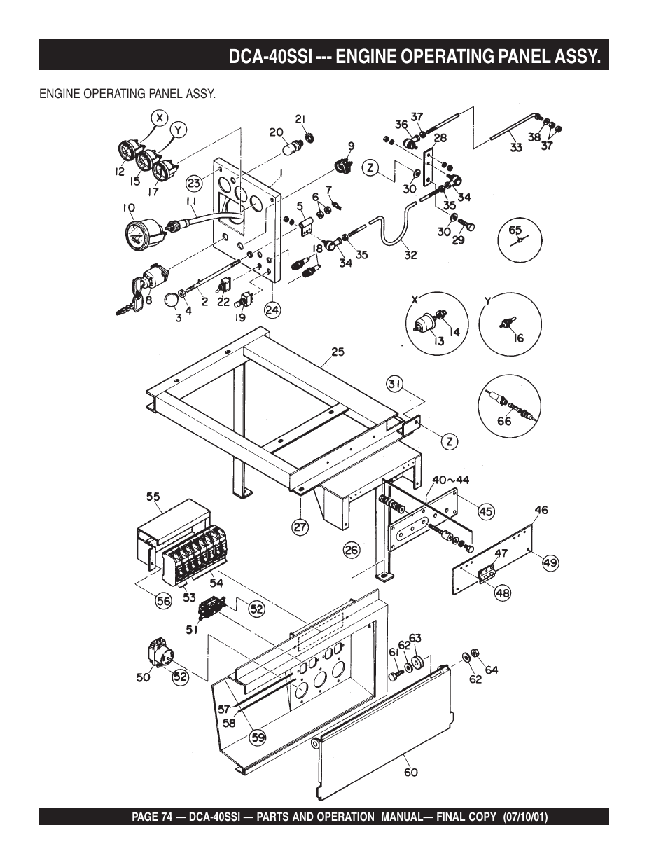 Dca-40ssi --- engine operating panel assy | Multiquip DCA40SSI User Manual | Page 74 / 140
