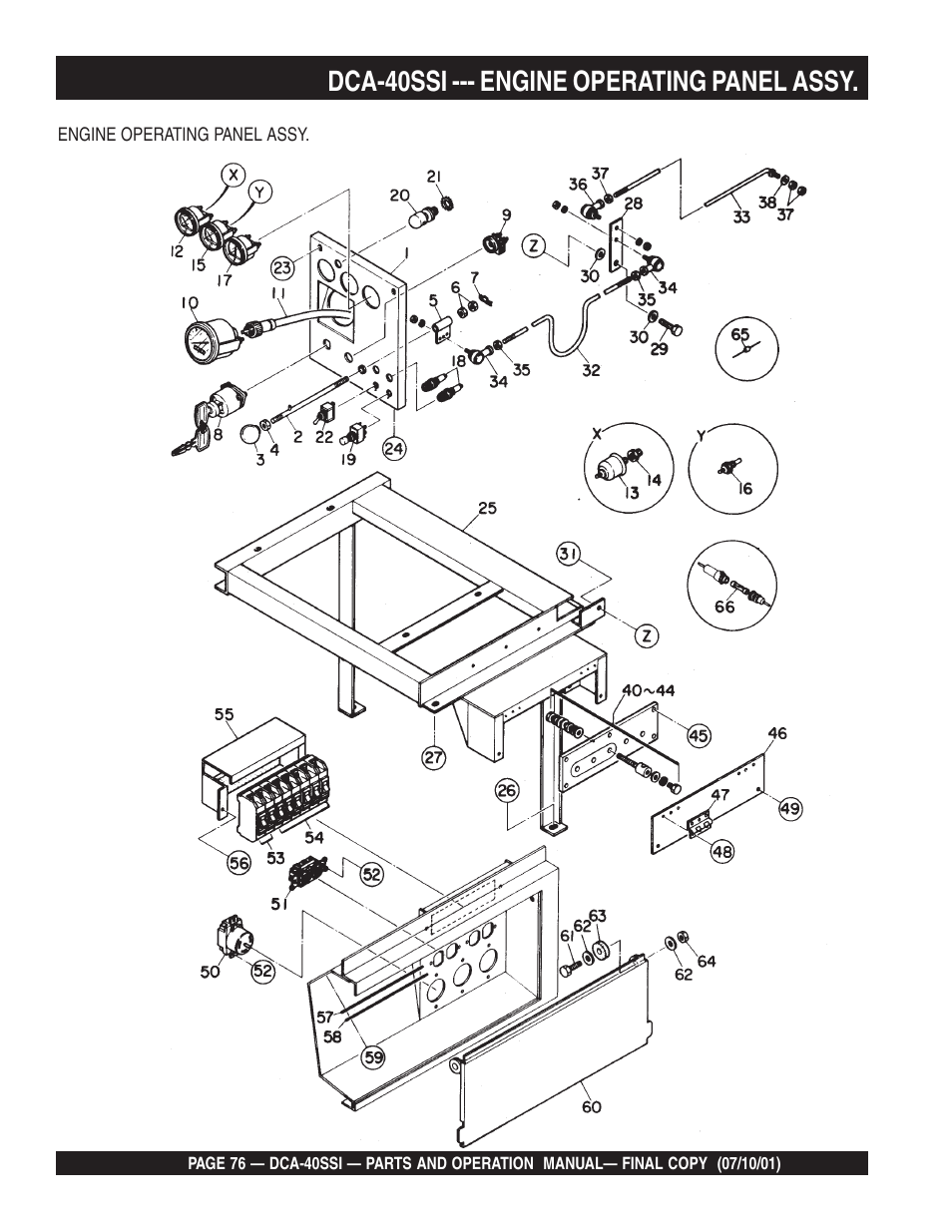Dca-40ssi --- engine operating panel assy | Multiquip DCA40SSI User Manual | Page 76 / 140