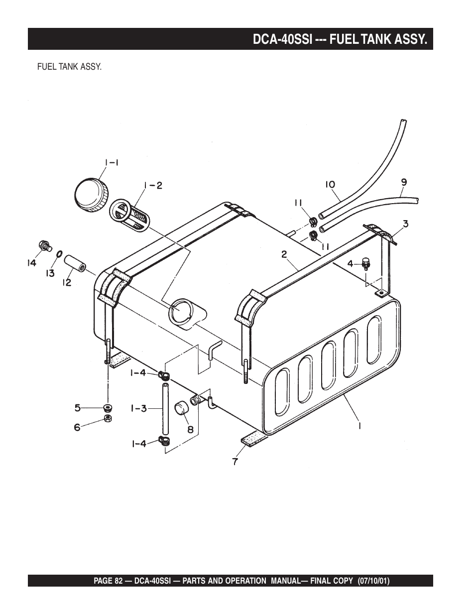 Dca-40ssi --- fuel tank assy | Multiquip DCA40SSI User Manual | Page 82 / 140