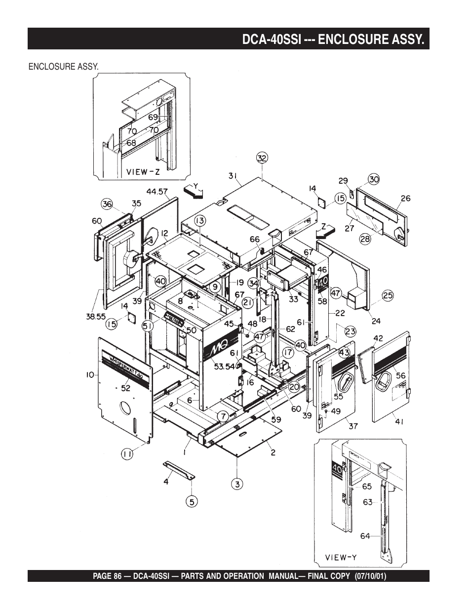 Dca-40ssi --- enclosure assy | Multiquip DCA40SSI User Manual | Page 86 / 140