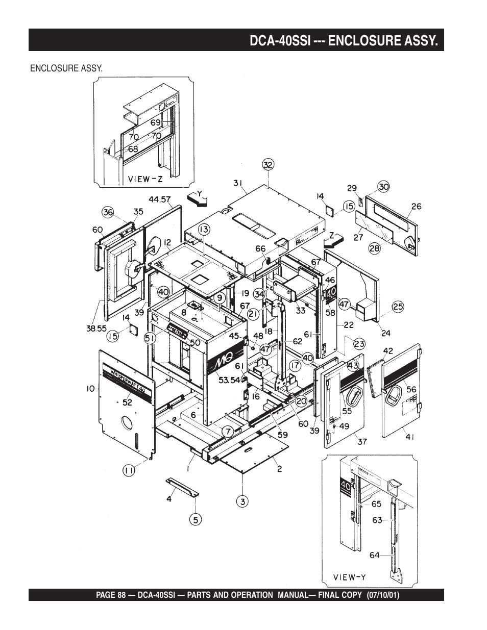 Dca-40ssi --- enclosure assy | Multiquip DCA40SSI User Manual | Page 88 / 140