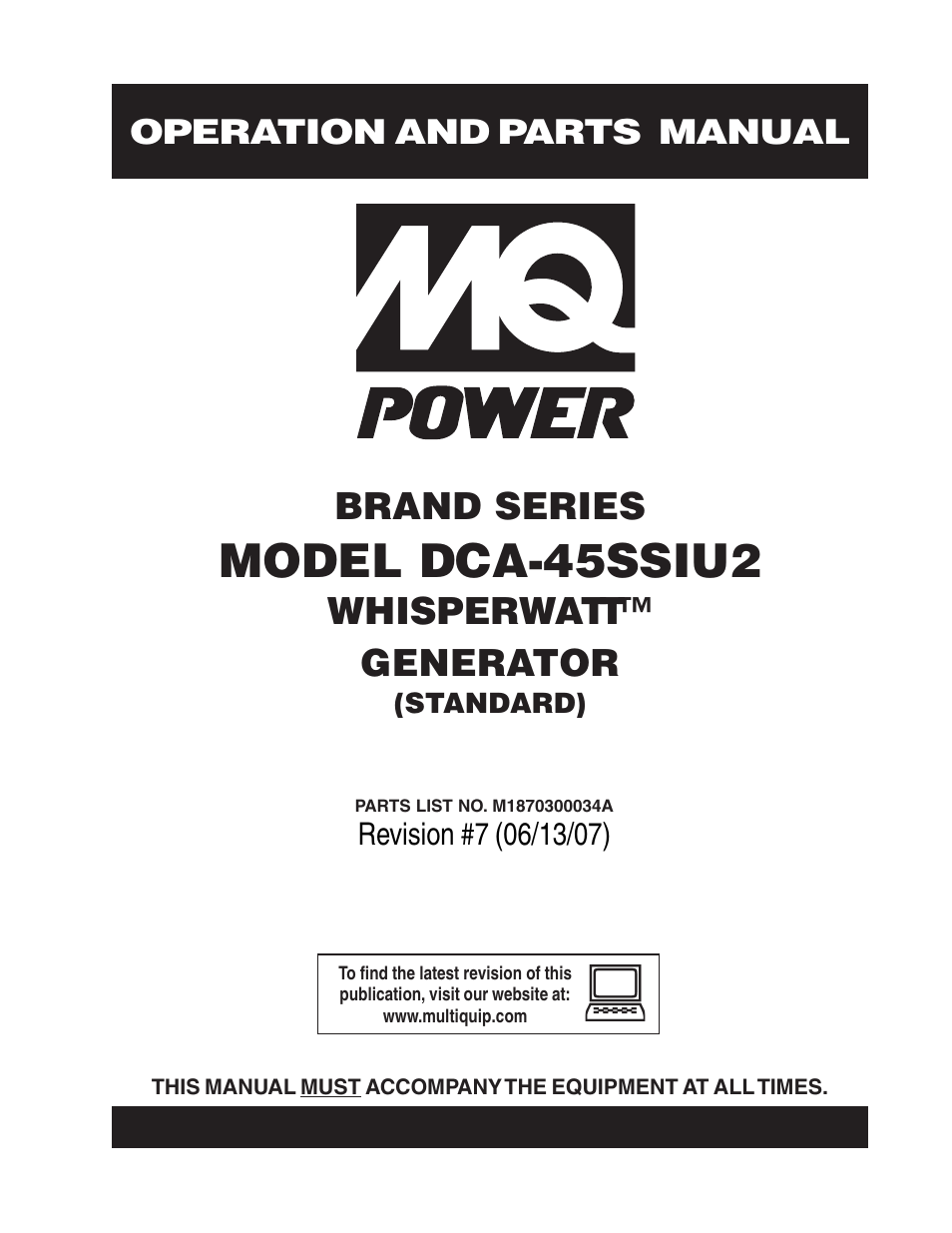 Multiquip DCA45SSIU2 User Manual | 160 pages
