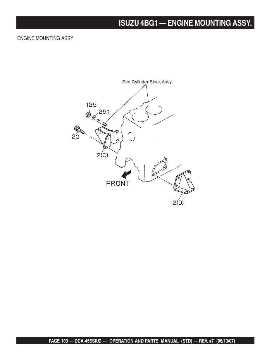 Isuzu 4bg1 — engine mounting assy | Multiquip DCA45SSIU2 User Manual | Page 100 / 160